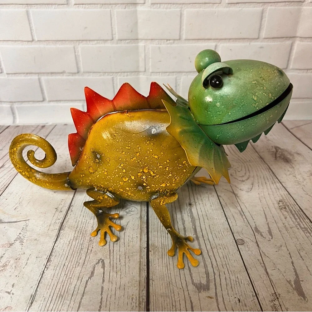 Gecko 12” Green Tiger Gecko Metal Indoor Outdoor Lawn Regal Art